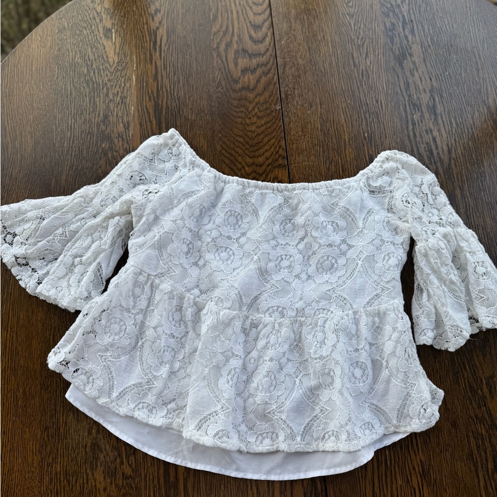 White Lace Off-Shoulder Top